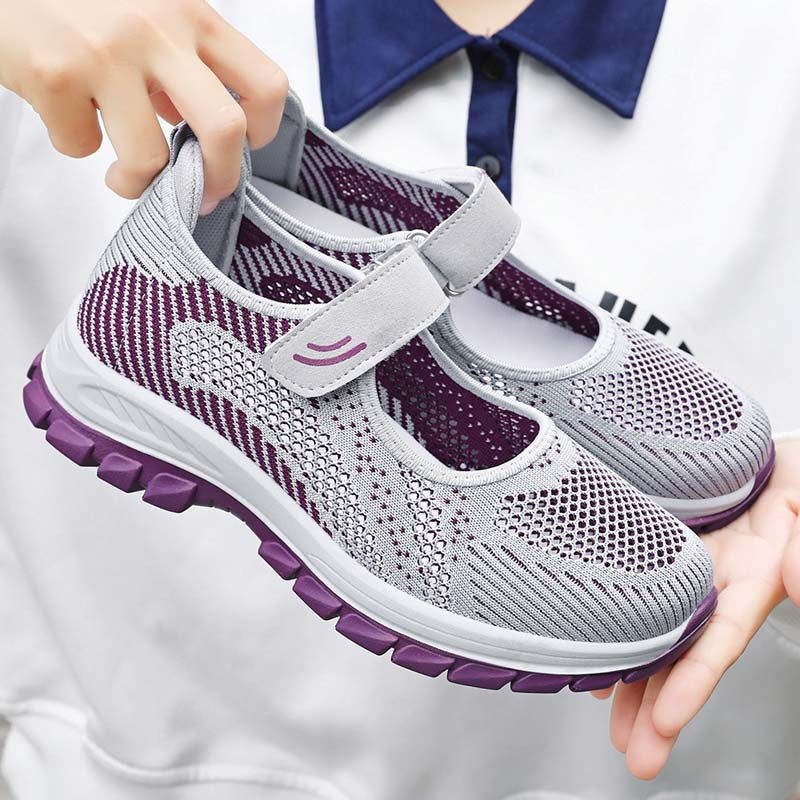 Damen Sportliche Slip-On Sneaker mit verstellbarem Riemen und atmungsaktiver Obermaterialstruktur Drune