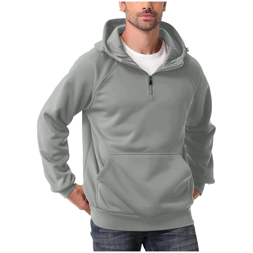 Herren Halbzip-Hoodie mit verstellbarer Kapuze, Kängurutasche und Raglanärmeln Drune