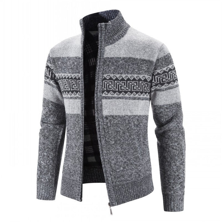 Herren Strickjacke mit hohem Kragen und attraktiven Mustern Drune