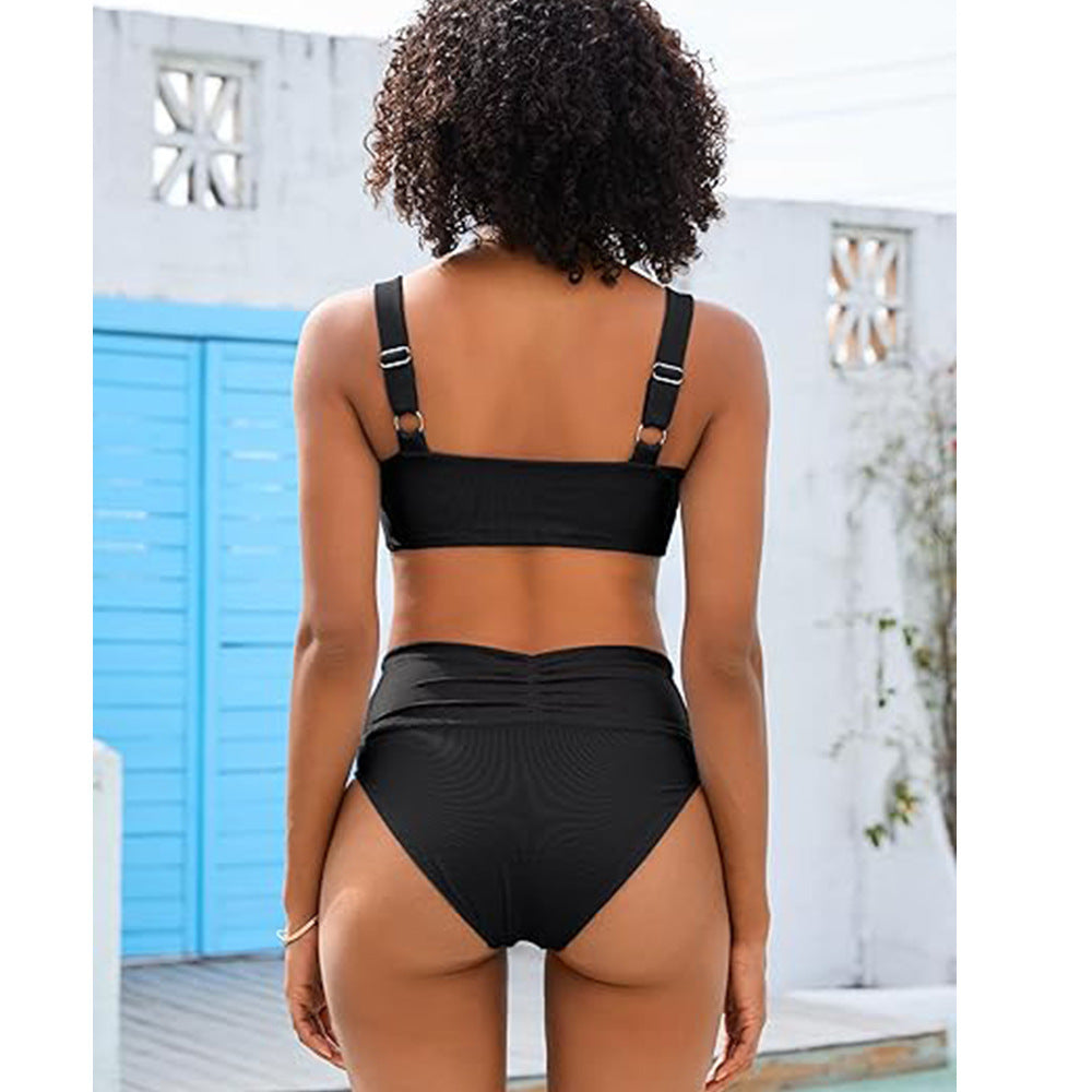 Damen Hochgeschnittener Bikini mit Rüschendetails Drune