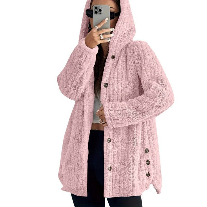 Damen Kuschelige Fleecejacke mit Kapuze Drune