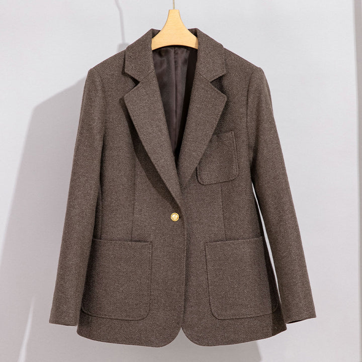 Damen Eleganter Wollblazer mit aufgesetzten Taschen Drune