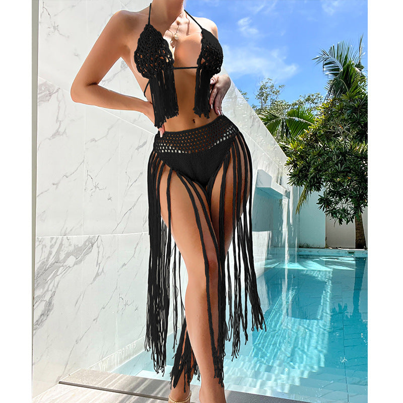 Damen Häkel-Bikini-Set mit fransigen Akzenten und einzigartigem Schnitt Drune