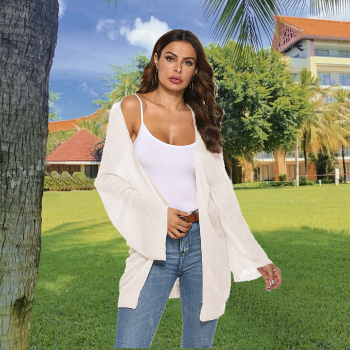 Damen Langer Strickcardigan mit weitem Schnitt und offenem Design Drune
