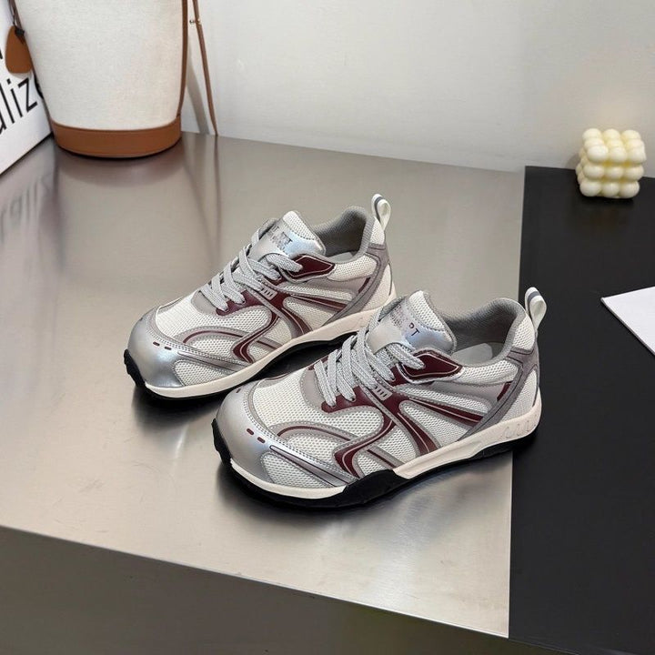 Damen Sportive Retro-Chunky-Sneaker mit atmungsaktivem Mesh und robuster Profilsohle Drune