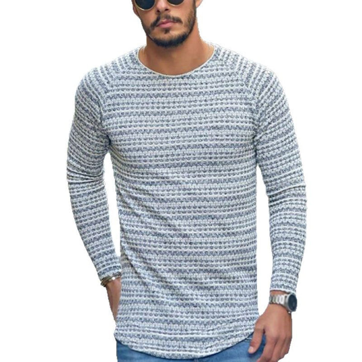 Herren strukturierter Feinstrick-Pullover mit Rundhalsausschnitt Drune