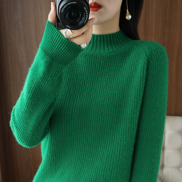 Damen Kurz-Stehkragenpullover aus feinem Feinstrick mit kaschmirähnlicher Weichheit und Raglanärmeln Drune