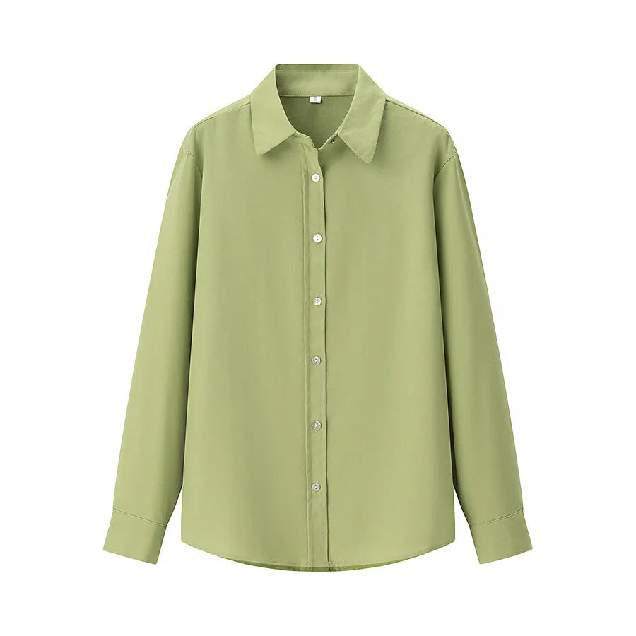 Damen nan lässige oversized Boyfriend-Bluse mit Hemdkragen, verdeckter Knopfleiste und abgerundetem Saum Drune