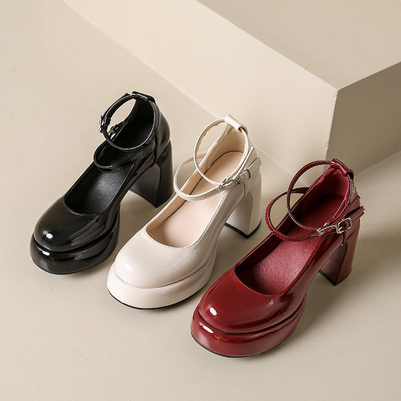 Damen Elegante Blockabsatz-Pumps mit verstellbarem Riemen Drune
