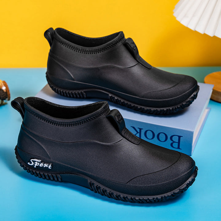 Damen Kurzschaftige wasserdichte Slip‑On Gummistiefelette mit Neoprenkragen und profiliertem Anti‑Rutsch‑Laufsohlen‑Design Drune