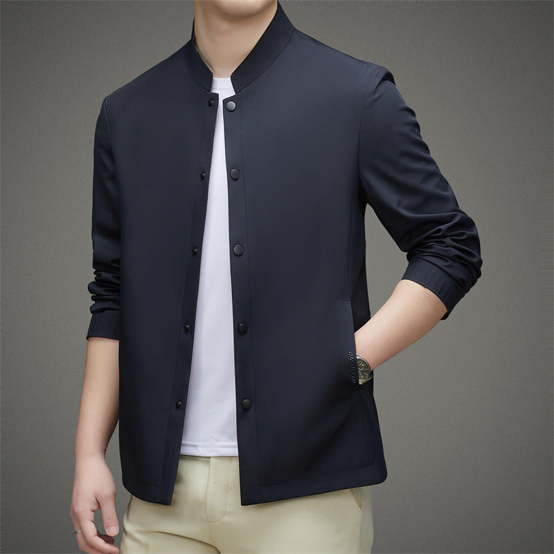 Herren Freizeitjacke mit modernem Stehkragen und praktischen Knopfdetails Drune