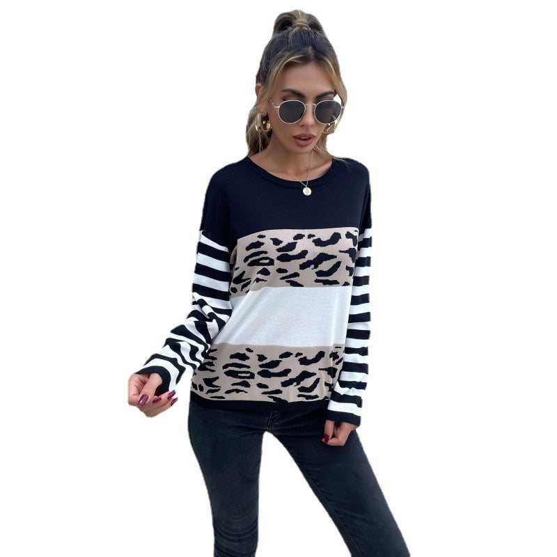 Damen Strickpullover mit Animal-Blockstreifen und Bretonärmeln Drune