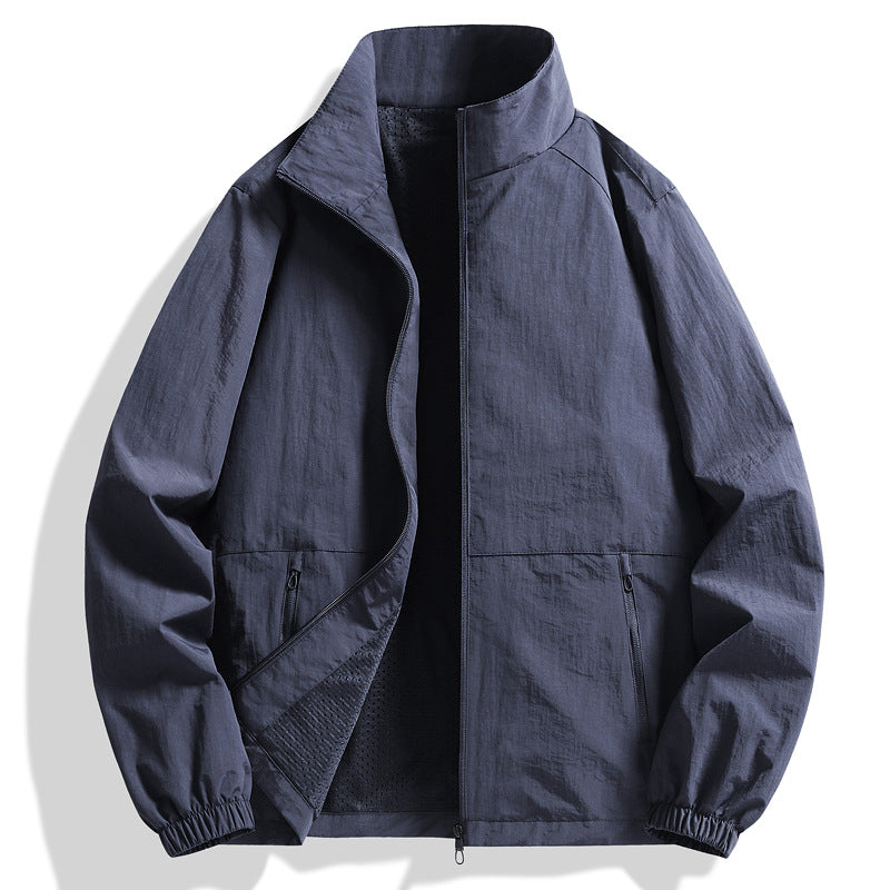 Herren Ultraleichte Windjacke mit Mesh‑Futter, Stehkragen & Reißverschluss Drune