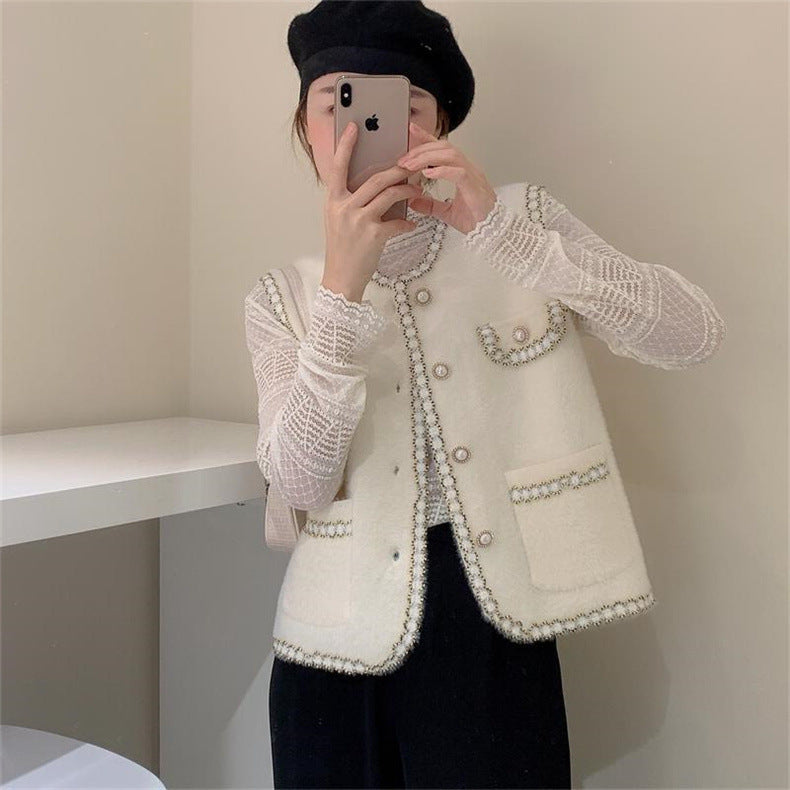 Damen Weste mit eleganter Perlenverzierung Drune