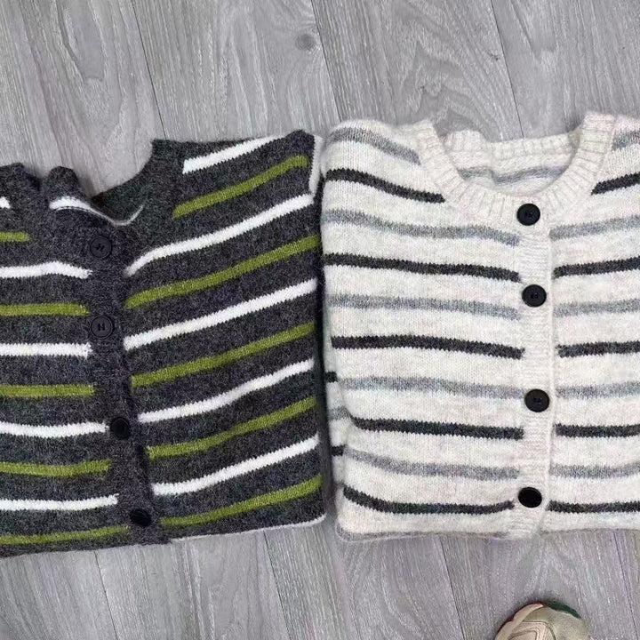 Damen Verspielte Strickjacke mit Streifen Drune
