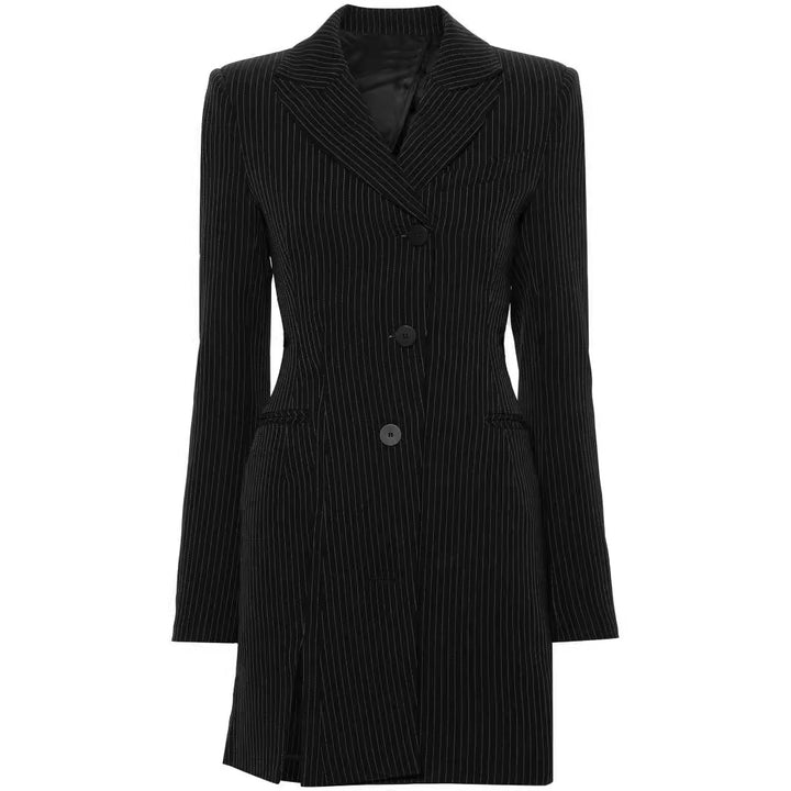 Damen Tailliertes Nadelstreifen-Blazerkleid mit Einreiher, Gehschlitz und schmaler Silhouette Drune