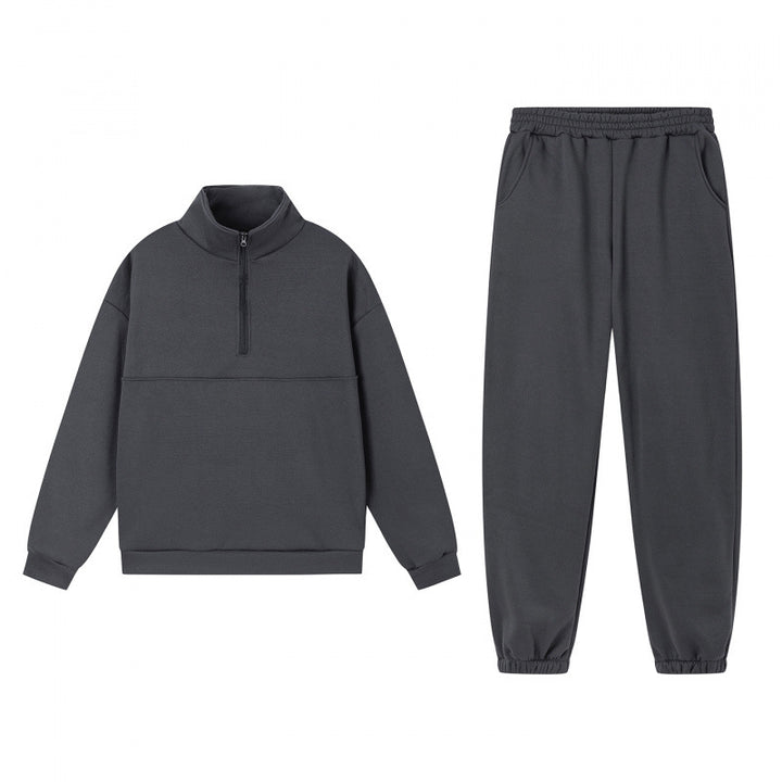 Damen Sportliches Sweatshirt-Set mit hohem Kragen und elastischen Bündchen Drune