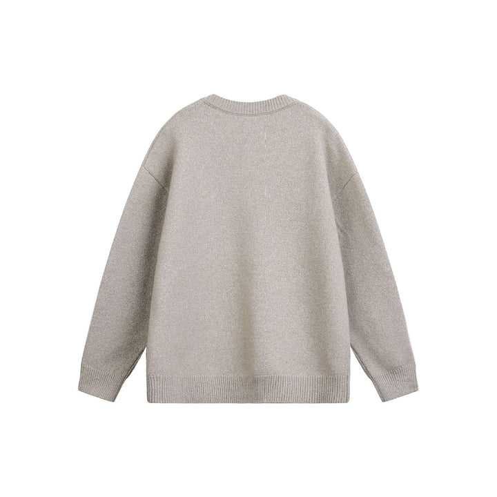 Damen Oversize V Neck Strickpullover mit Henley-Optik und gerippten Bündchen Drune