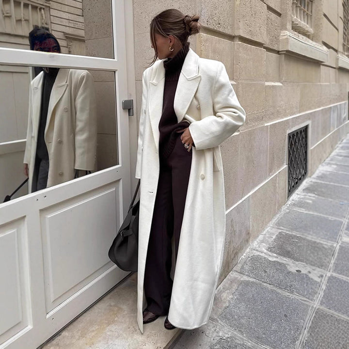 Damen Maxilanger doppelreihiger Wollmix-Mantel mit Oversize-Schnitt und Reverskragen Drune