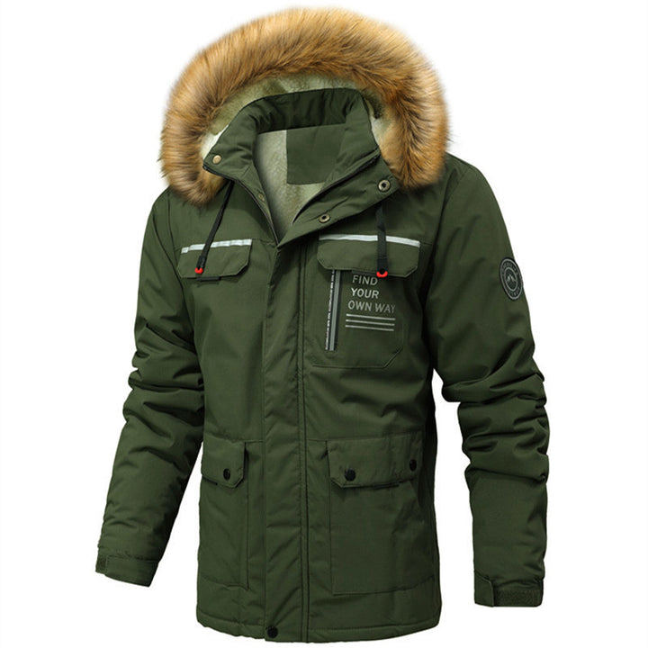 Herren Thermoisolierter Winterparka mit Teddyfutter, abnehmbarer Kunstpelzkapuze und Multifach-Taschen Drune