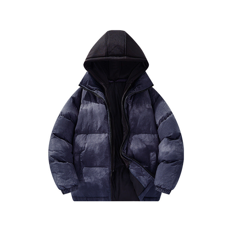 Herren Wattierte Kapuzenjacke mit Samtoptik, hohem Kragen und elastischen Bündchen Drune