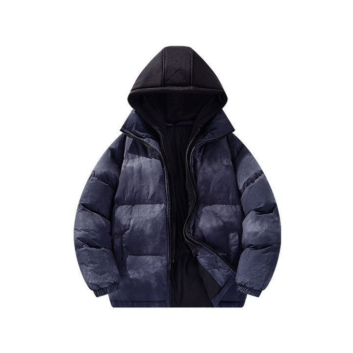 Herren Wattierte Kapuzenjacke mit Samtoptik, hohem Kragen und elastischen Bündchen Drune