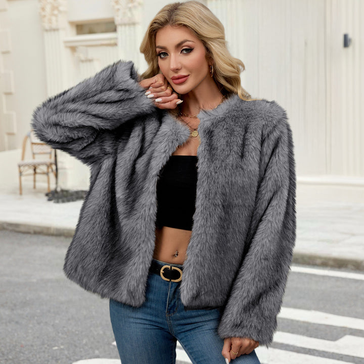 Damen Flauschige Kunstpelzjacke im eleganten Schnitt Drune