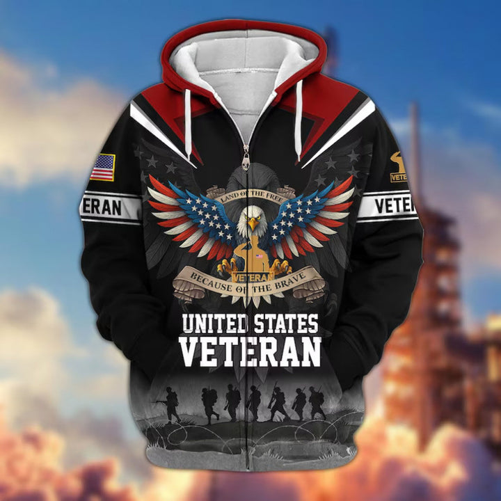 Herren Kapuzensweater mit amerikanischem Veteranenmotiv Drune