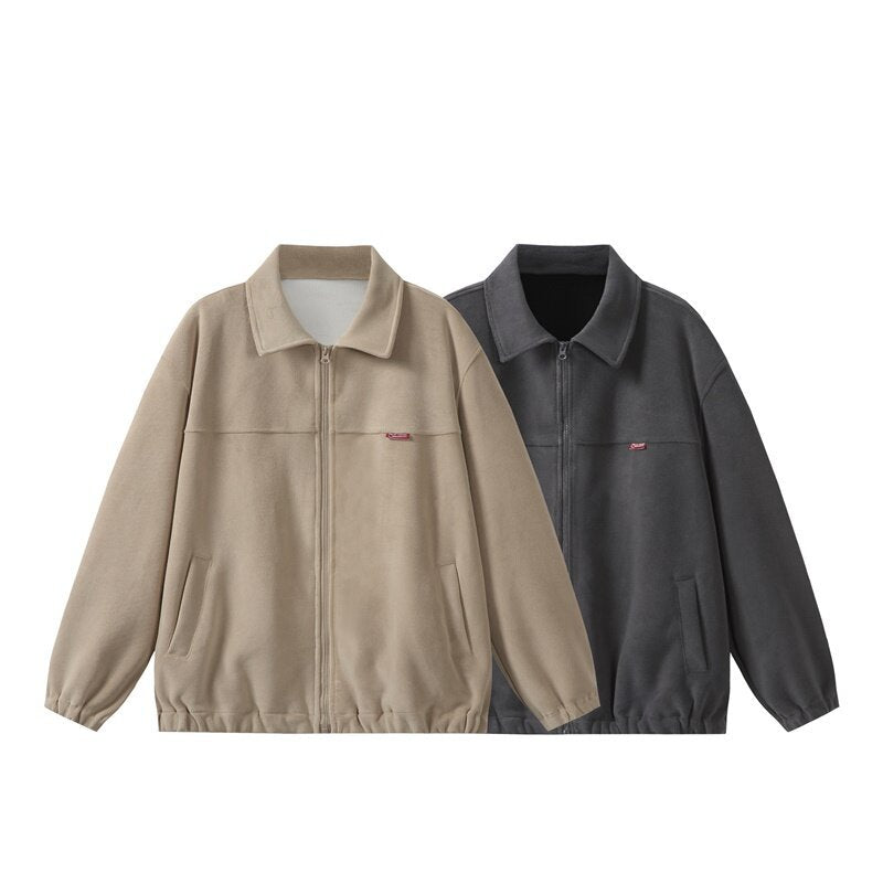 Unisex Fleece‑Blousonjacke im Boxy‑Cut mit Hemdkragen, durchgehendem Reißverschluss und elastischem Saum Drune