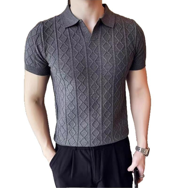 Herren Elegantes Strick-Polohemd mit dekorativer Struktur Drune