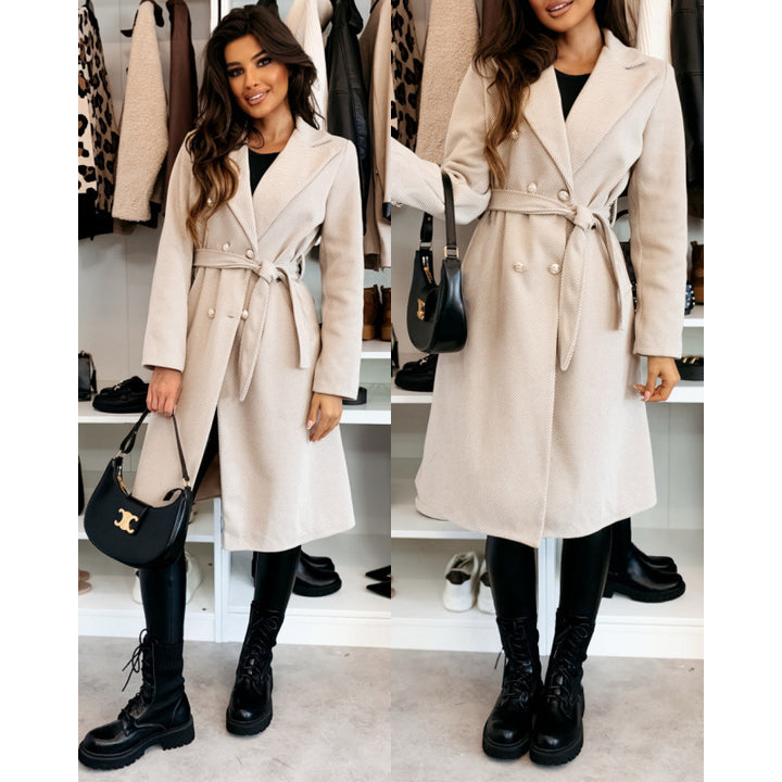 Damen Eleganter Trenchcoat mit asymmetrischem Schnitt und Gürtel Drune
