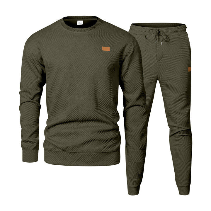 Herren Feinstrukturiertes Lounge-Set mit Rundhals-Pullover & schmaler Jogginghose Drune