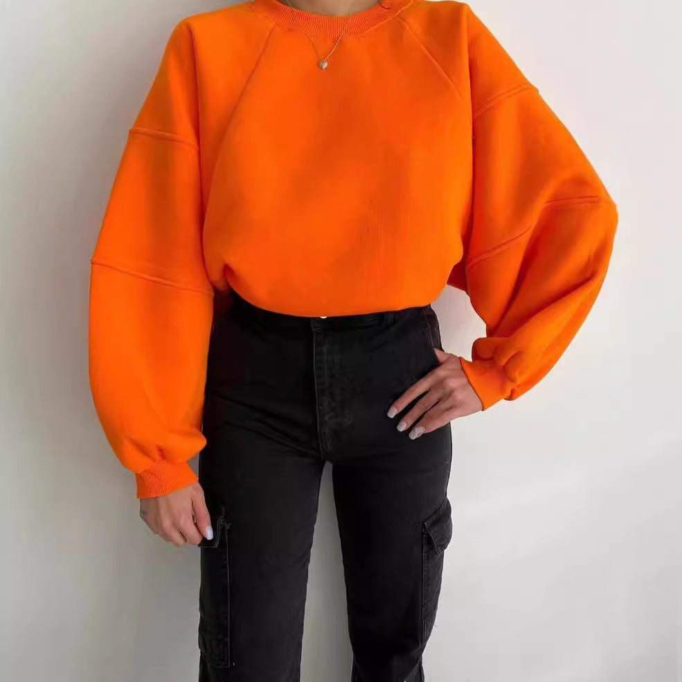 Damen Oversized Sweatshirt mit Puffärmeln Drune