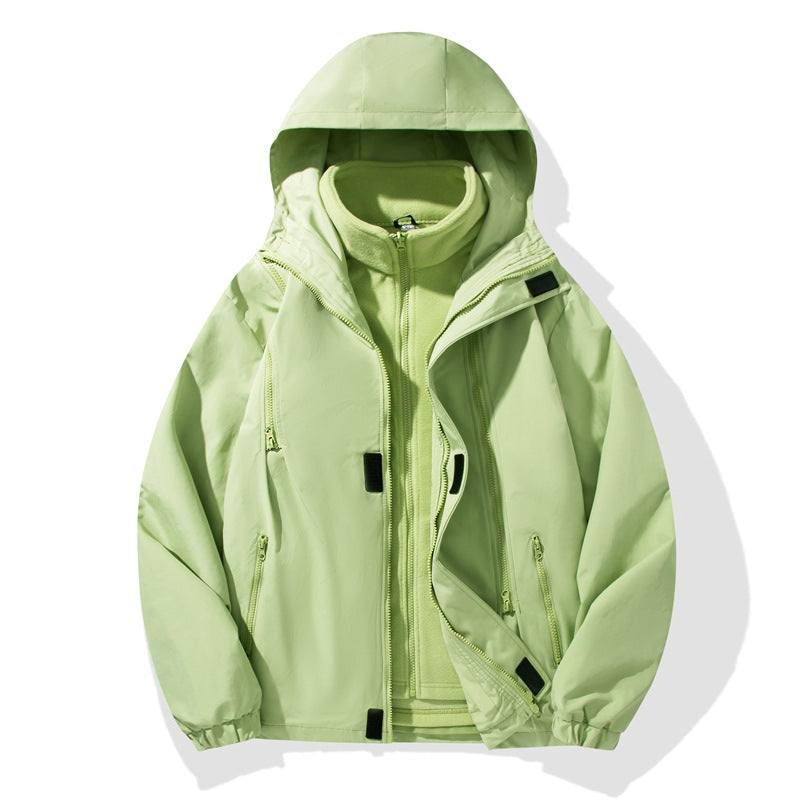 Herren zweiteiliger Regen- und Thermojacke mit abnehmbarer Fleece-Innenjacke und winddichter Membran Drune