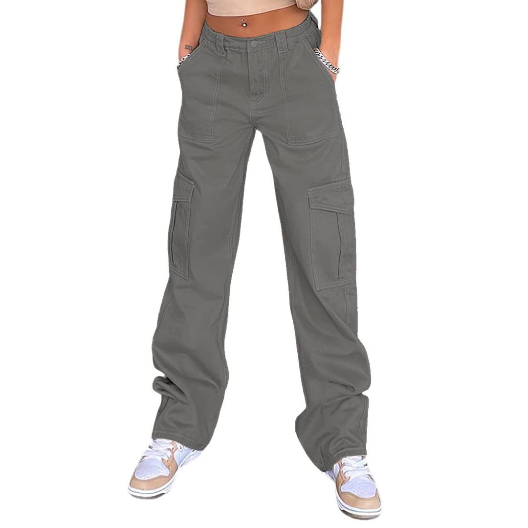 Damen Bequeme Cargo-Hose mit Funktionalen Seitentaschen Drune