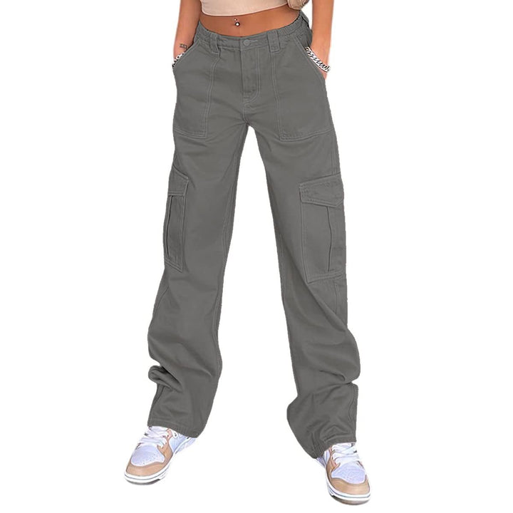 Damen Bequeme Cargo-Hose mit Funktionalen Seitentaschen Drune