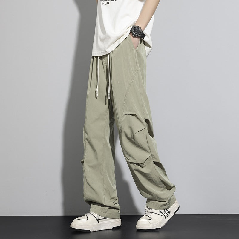 Herren Utility-Cargo-Loungehose mit Tunnelzugbund, Mehrfachtaschen & weitem Bein Drune