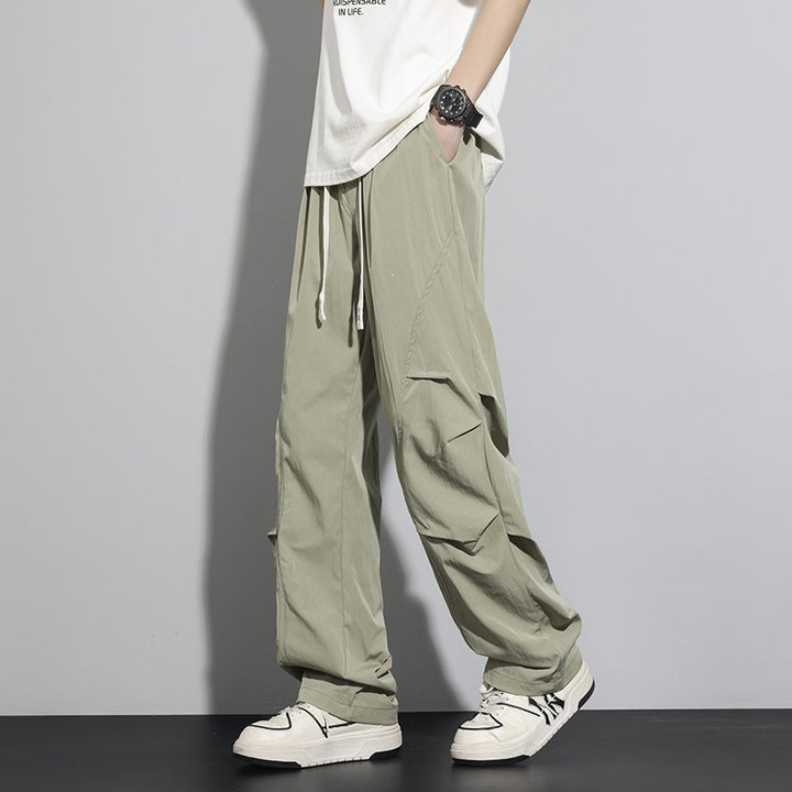 Herren Utility-Cargo-Loungehose mit Tunnelzugbund, Mehrfachtaschen & weitem Bein Drune
