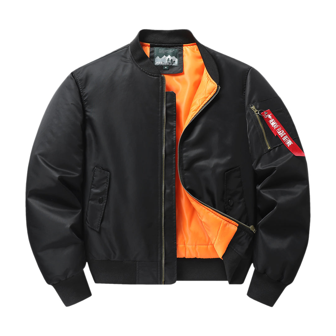 Herren Flieger-Bomberjacke mit kontrastfutter winddichtem Shell und Ärmel-Utilitytasche Drune
