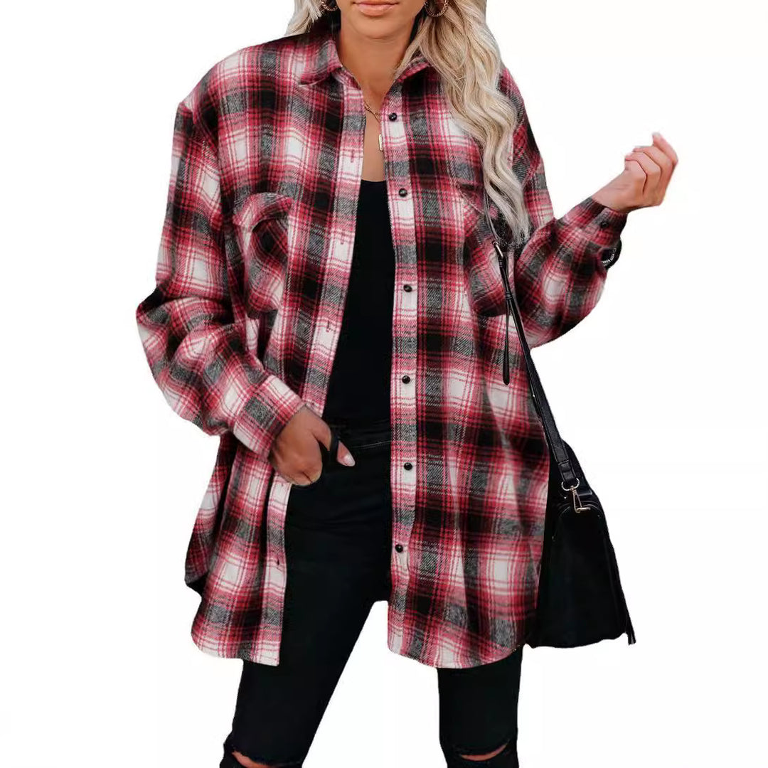 Damen Karo-Hemdjacke aus weichem Flanell mit praktischen Taschen Drune