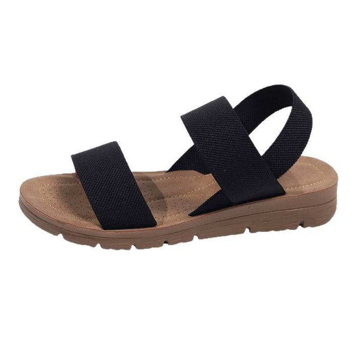 Damen Elastische Plateausandalen mit breiten Riemen und profilierter Gummisohle Drune