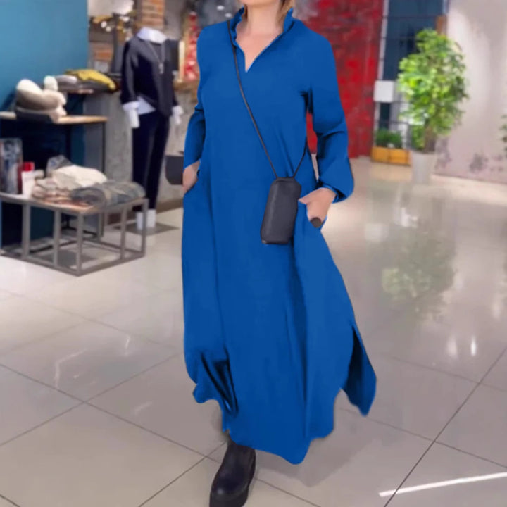 Damen Hemdblusenkleid mit praktischen Taschen und langen Ärmeln Drune