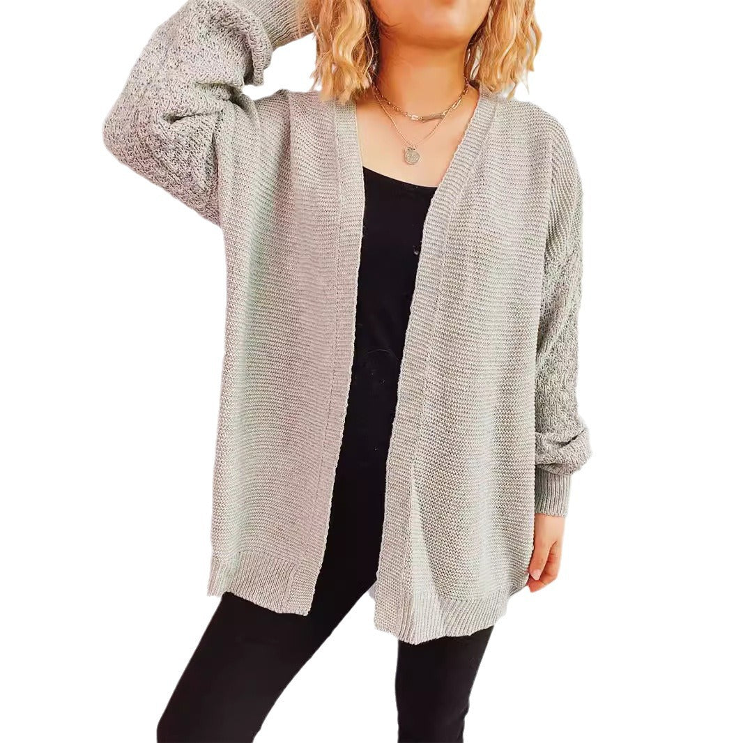 Damen Strickjacke mit strukturiertem Häkelmuster und offenen Vorderteilen Drune