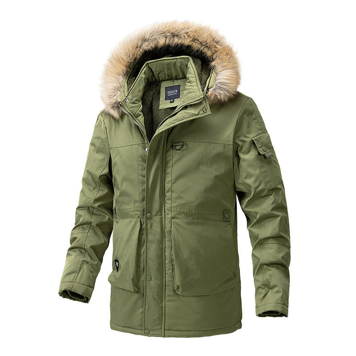 Herren Canvas-Parka mit Sherpa-Innenseite, verlängerter Schnitt und Utility-Ärmeltasche Drune