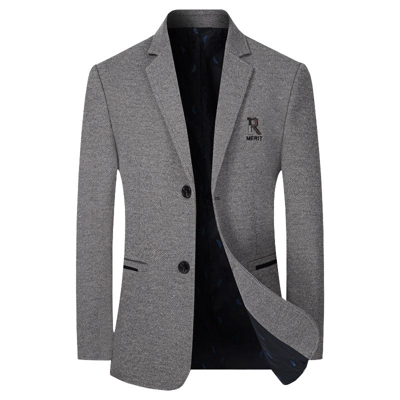 Herren Sakko Slim-Fit aus strukturierter Wollmischung mit kontrastiertem Innenfutter Drune