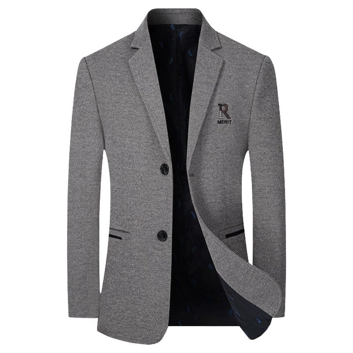 Herren Sakko Slim-Fit aus strukturierter Wollmischung mit kontrastiertem Innenfutter Drune