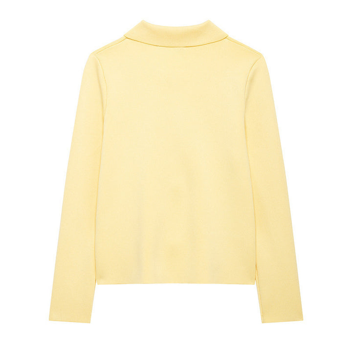 Damen 10+ taillierte Strickjacke mit Hemdkragen und Blütenknopfverzierung Drune