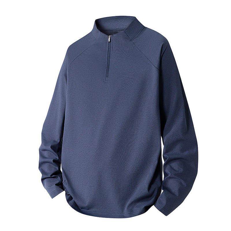 Herren Minimalistisches Halbzip-Sweatshirt mit technischem Jersey und verlängertem Saum Drune