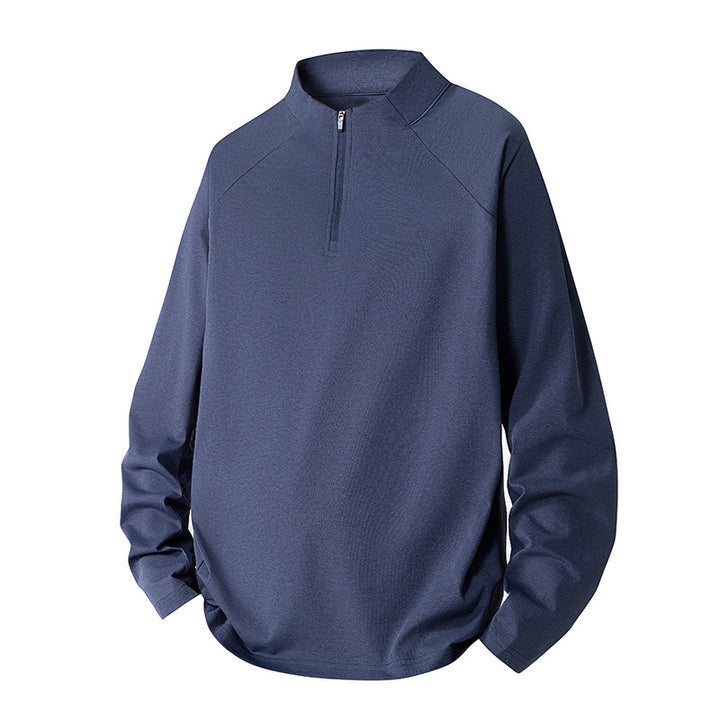 Herren Minimalistisches Halbzip-Sweatshirt mit technischem Jersey und verlängertem Saum Drune