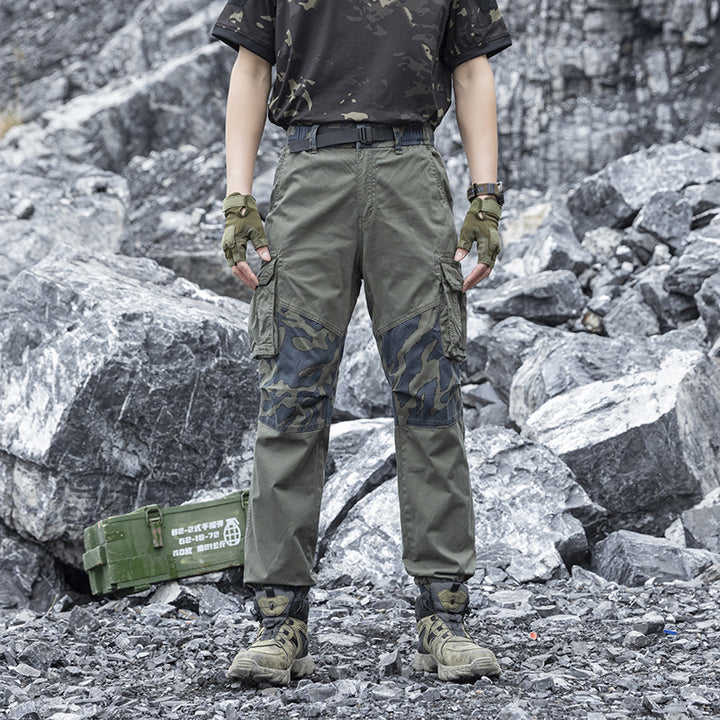 Herren Robust‑Tactical Cargohose mit Camouflage‑Kniepaneelen, Elastischem Saum und Utility‑Taschen Drune